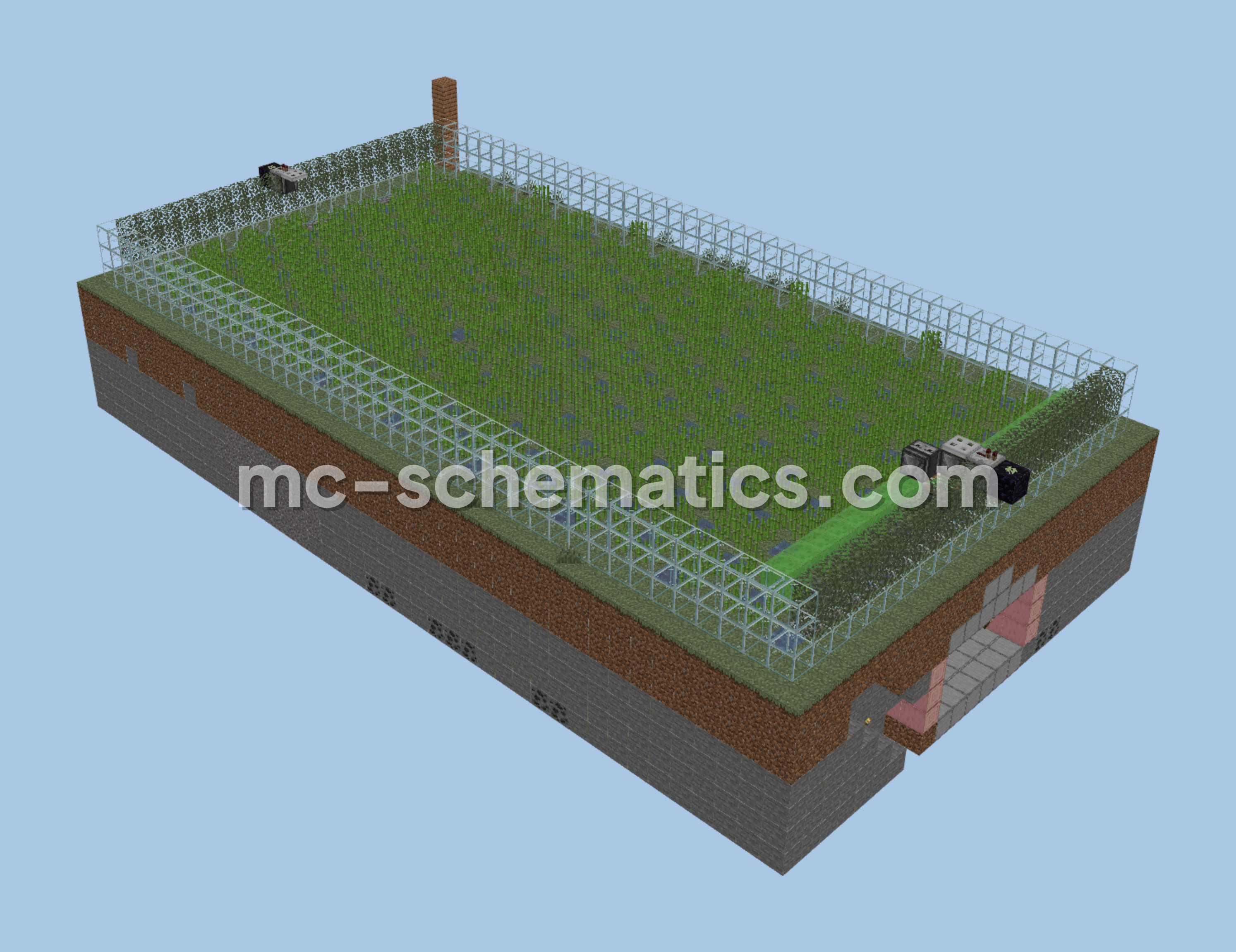 Sugar Cane and Paper Production Facility Minecraft schematic
