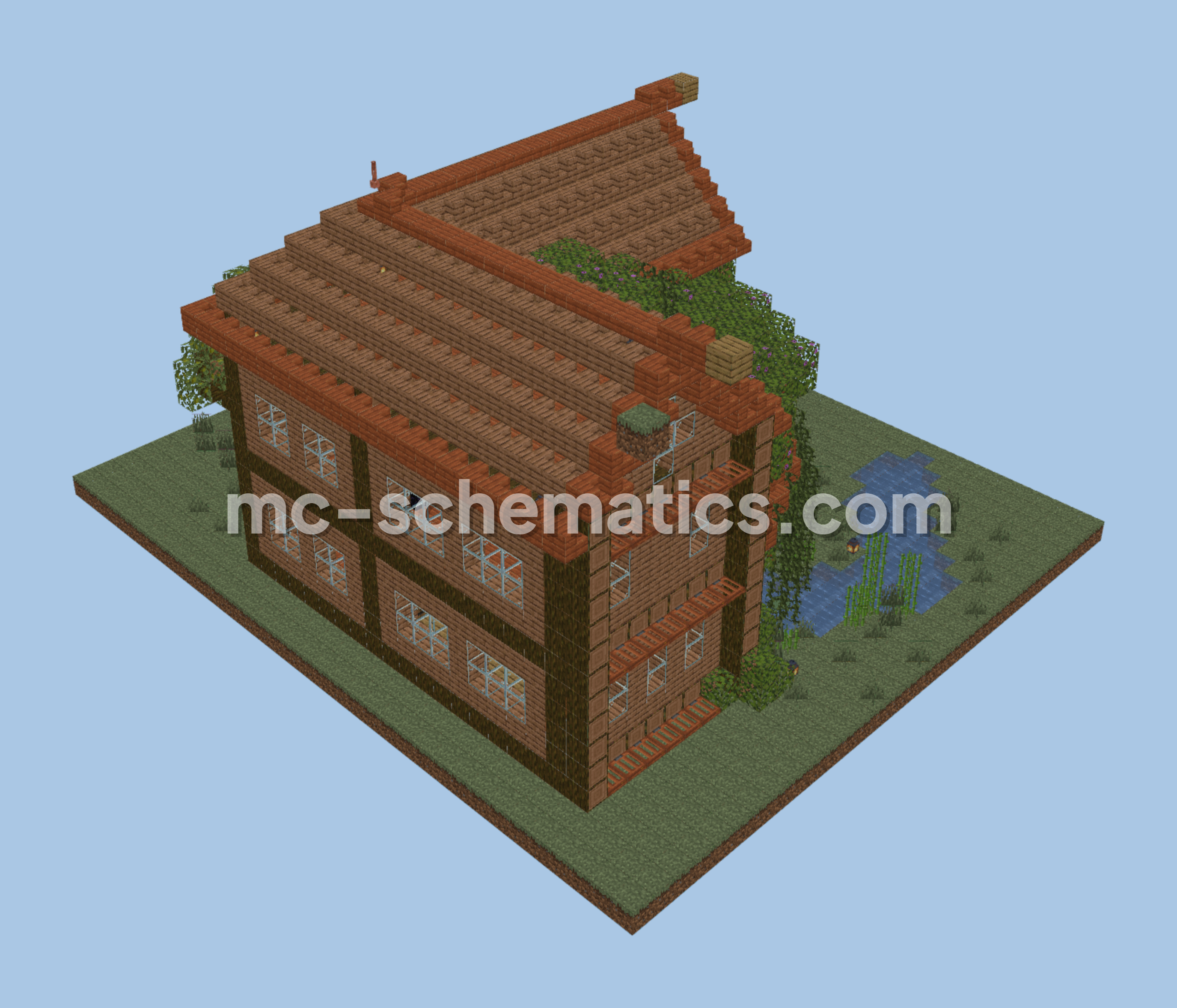 Survival Oak and Spruce Cottage Minecraft schematic preview