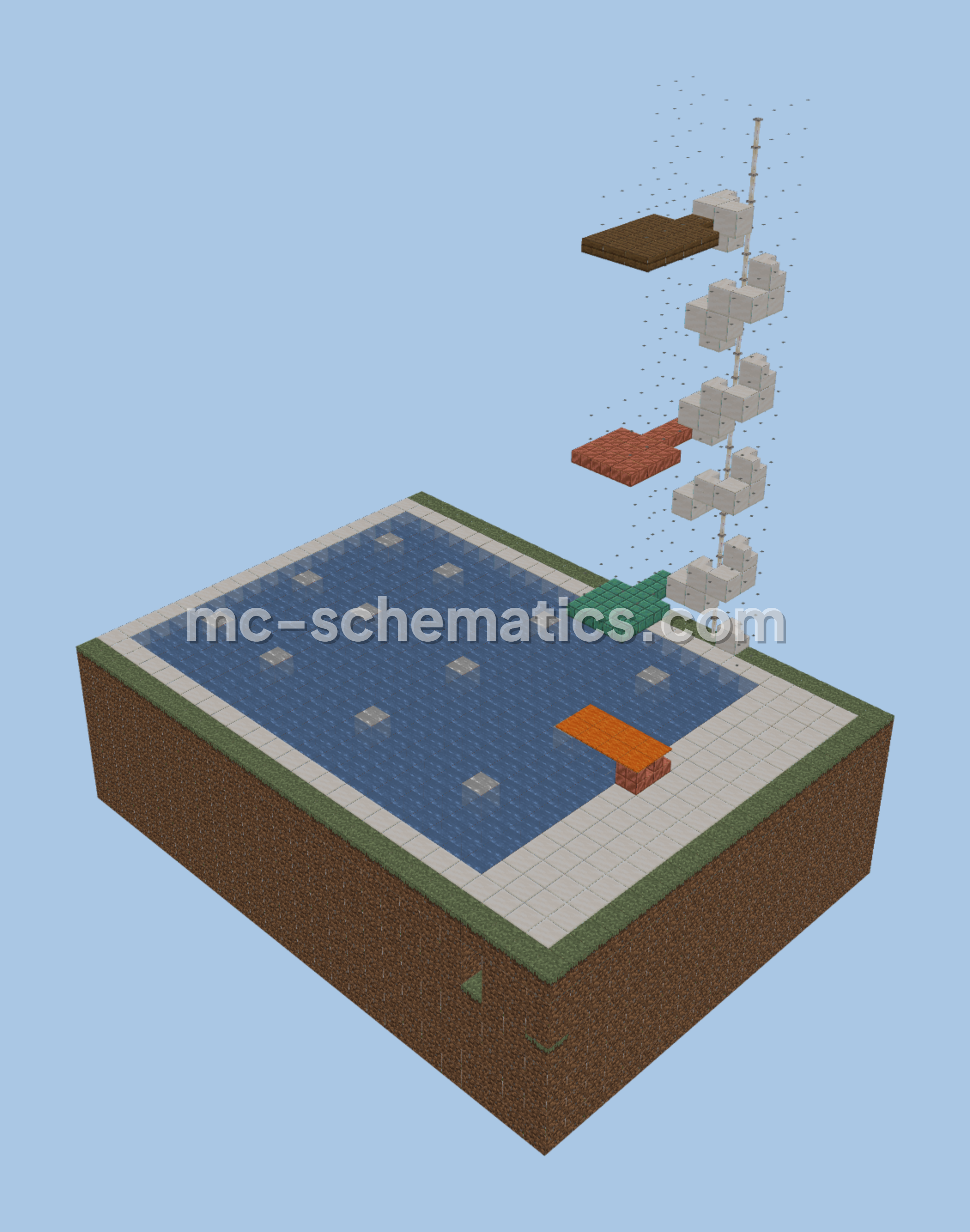 Giant Swimming Pool With Jumpboards Minecraft schematic preview