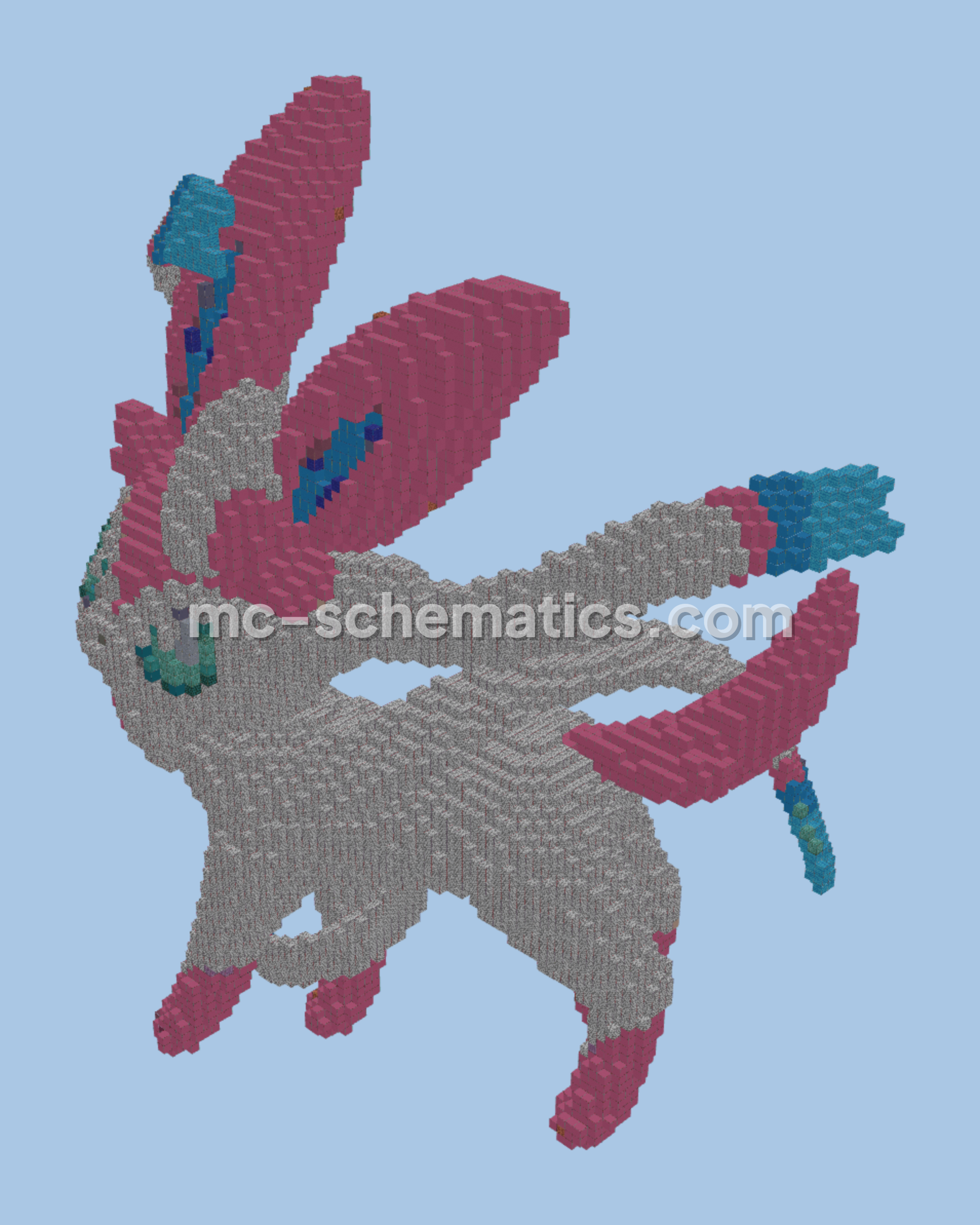 Sylveon Fairy Type Pokemon Statue Minecraft schematic preview