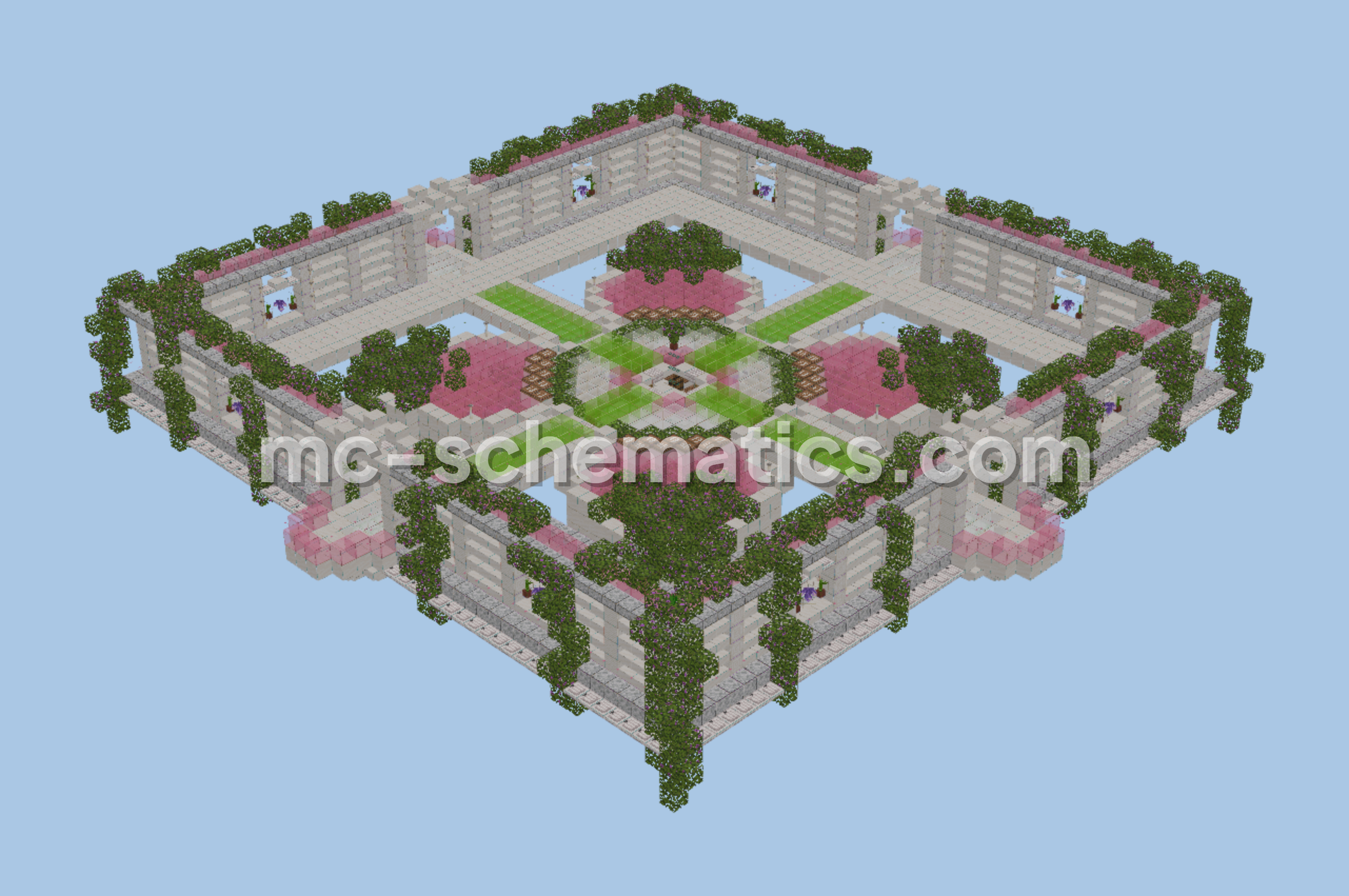 Symmetrical Azalea Base Minecraft schematic preview