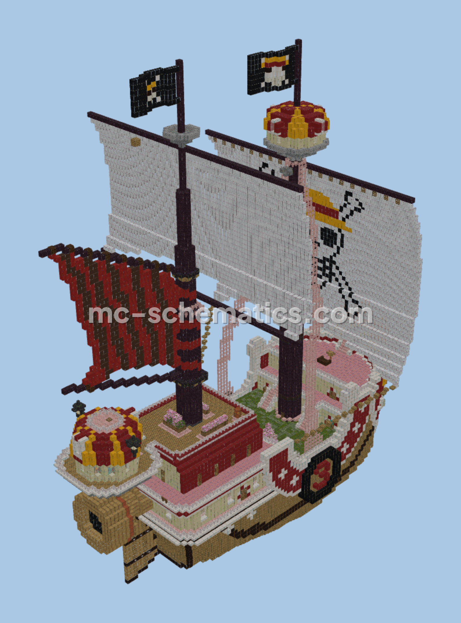 Thousand Sunny Pirate Ship Build Minecraft schematic preview