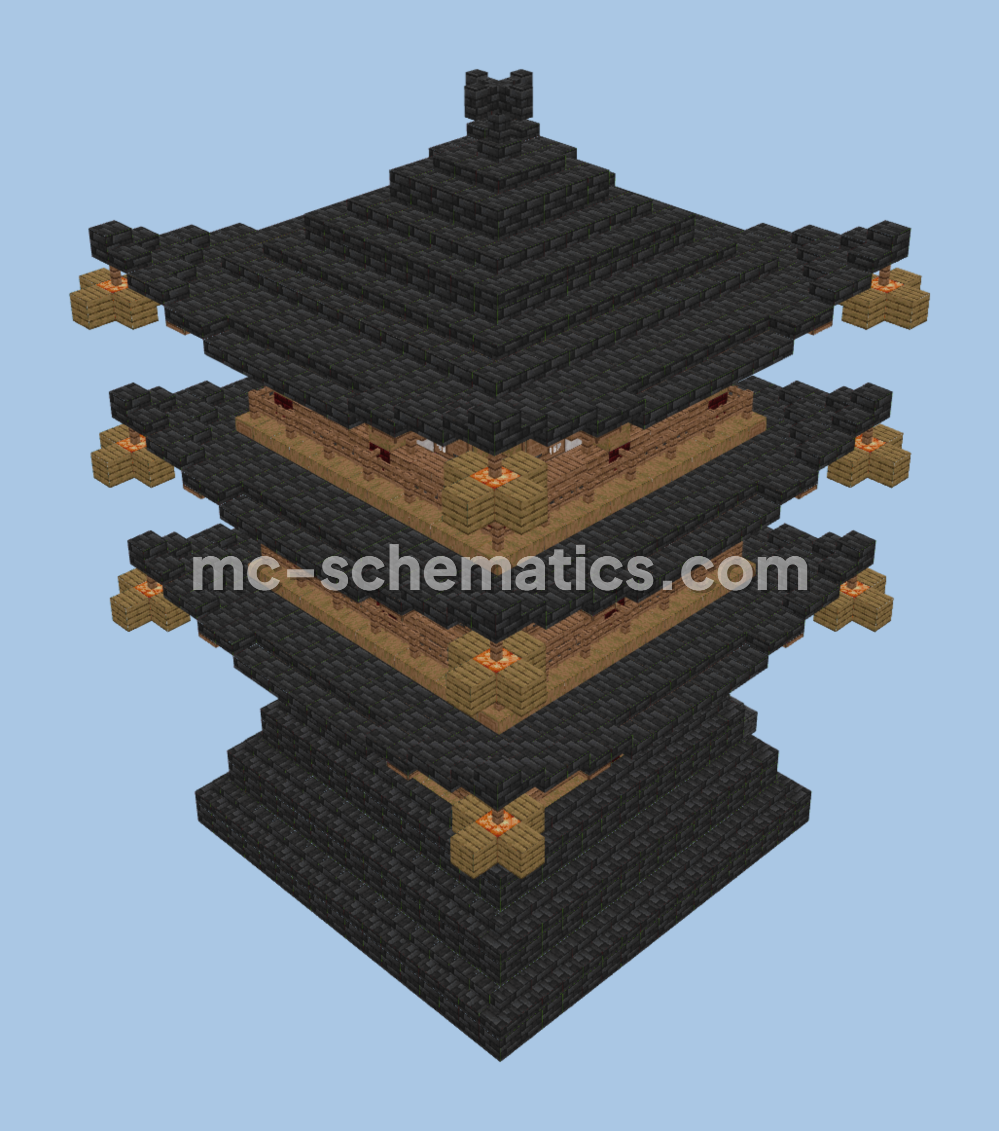 Three Story Japanese Pagoda Minecraft schematic preview