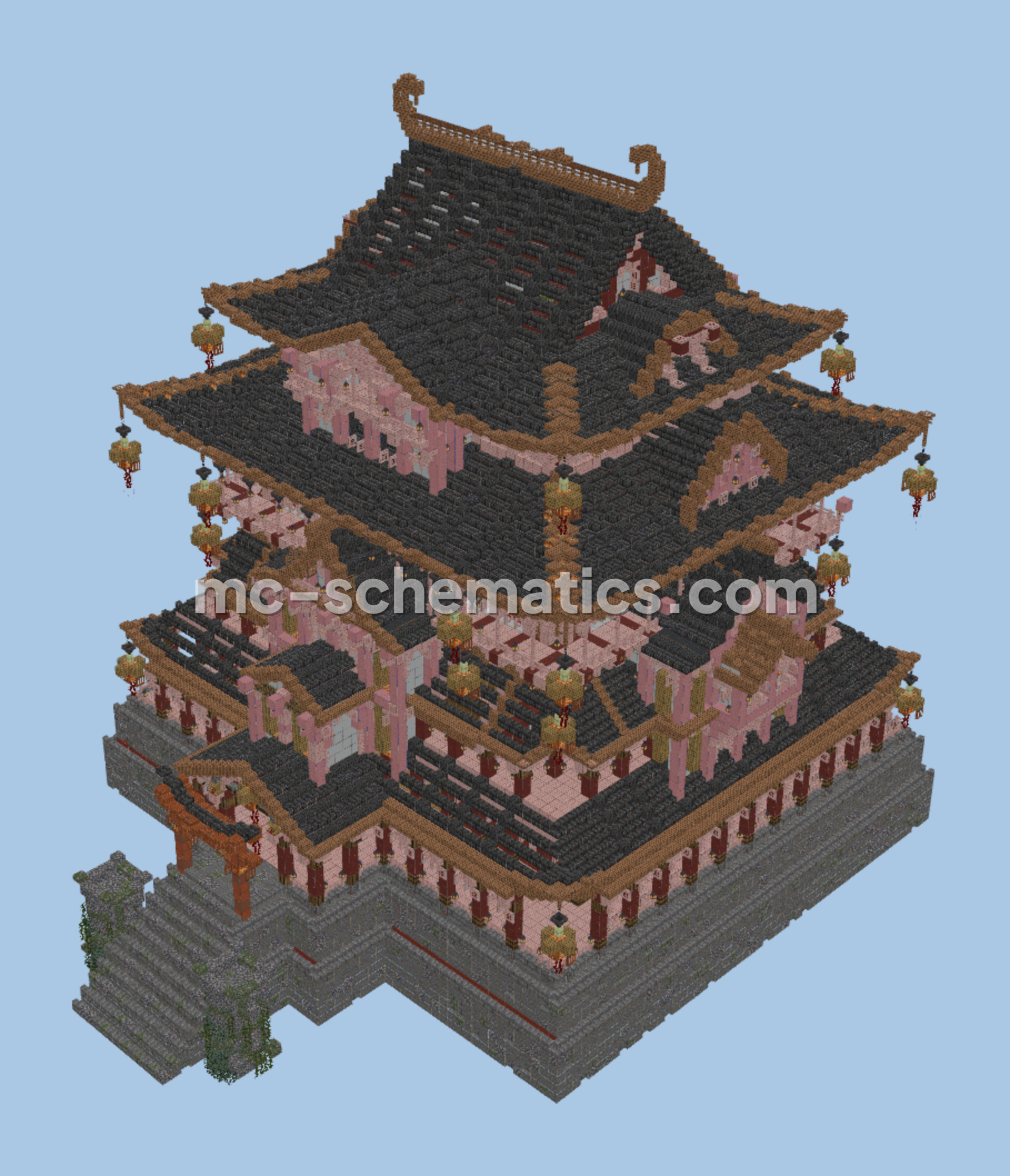 Traditional Japanese Feudal Fortress Build Minecraft schematic