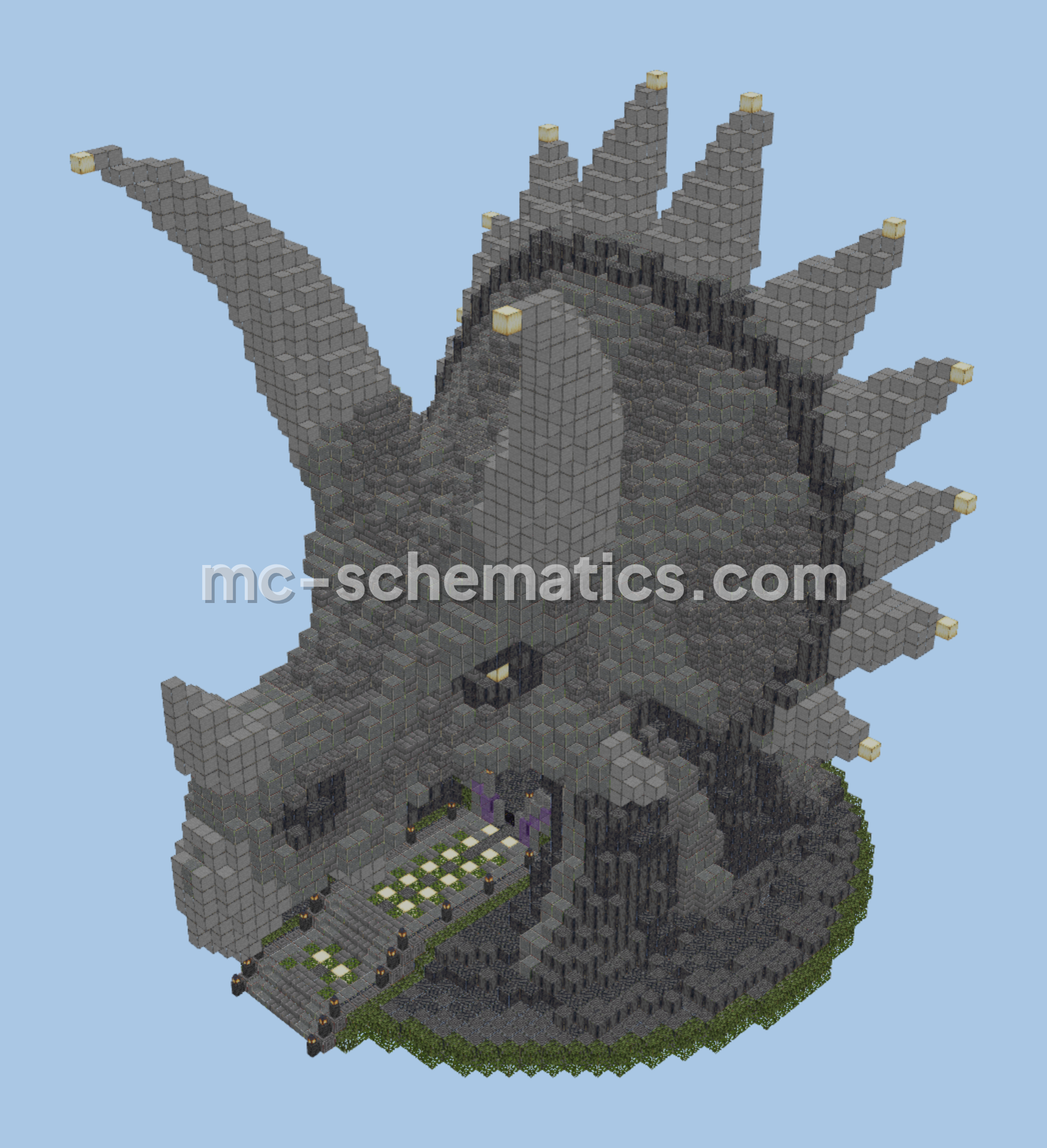 Triceratops Dinosaur Nether Portal Statue Minecraft schematic