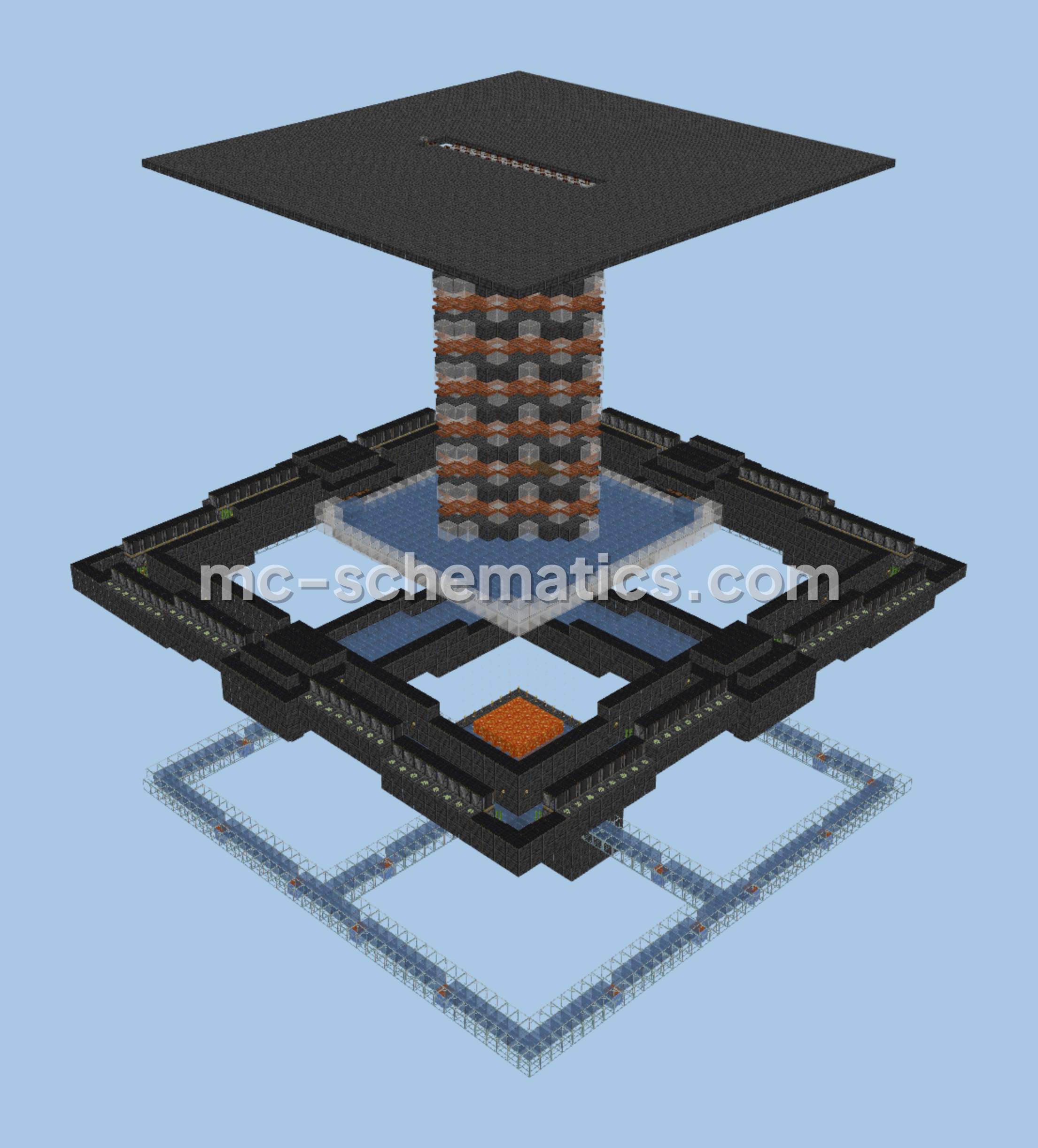 Triple Farm: Iron, Gunpowder, Sugarcane Minecraft schematic preview