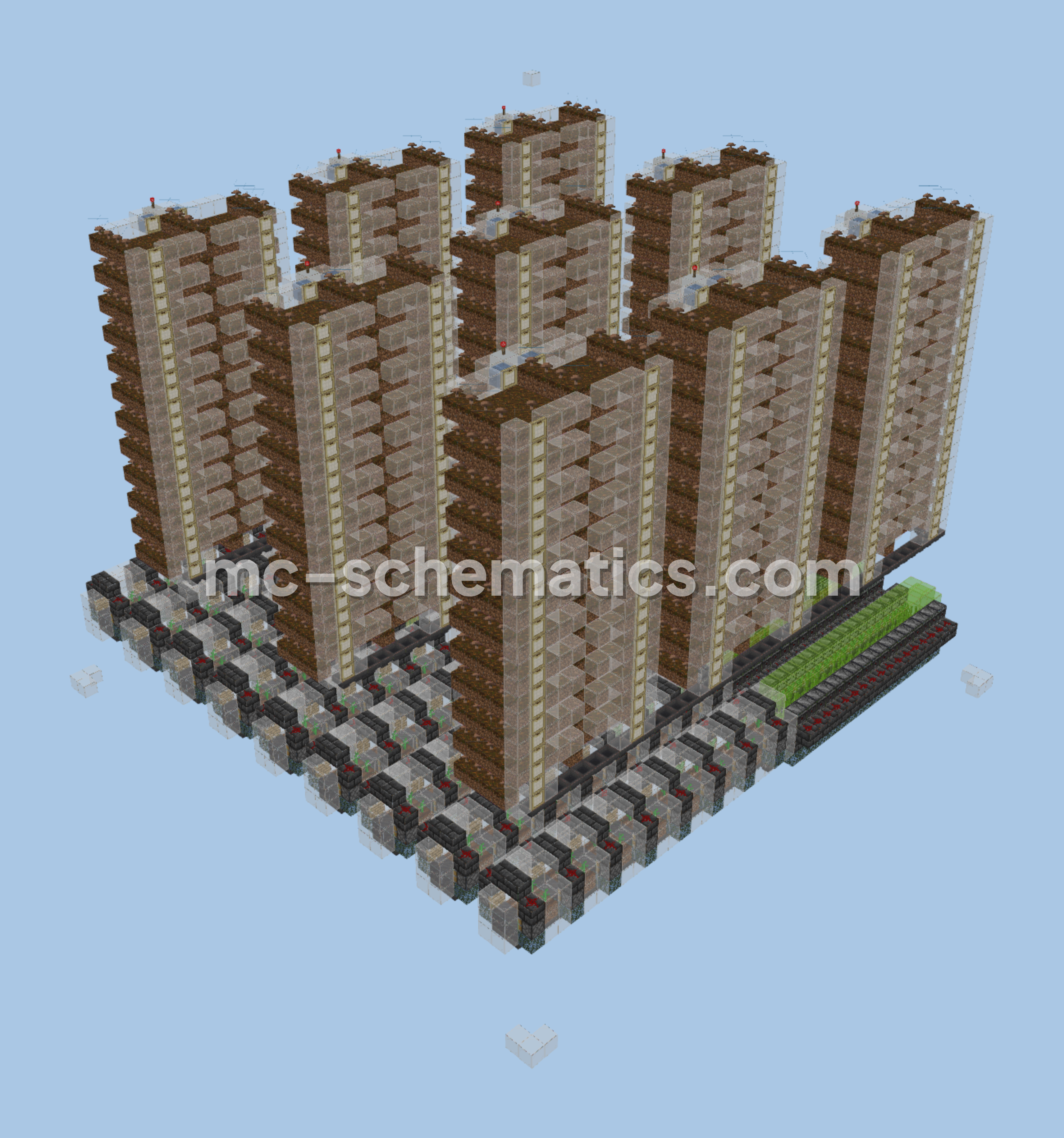 Triple Sugar Cane Melon Mushroom Farm Minecraft schematic preview