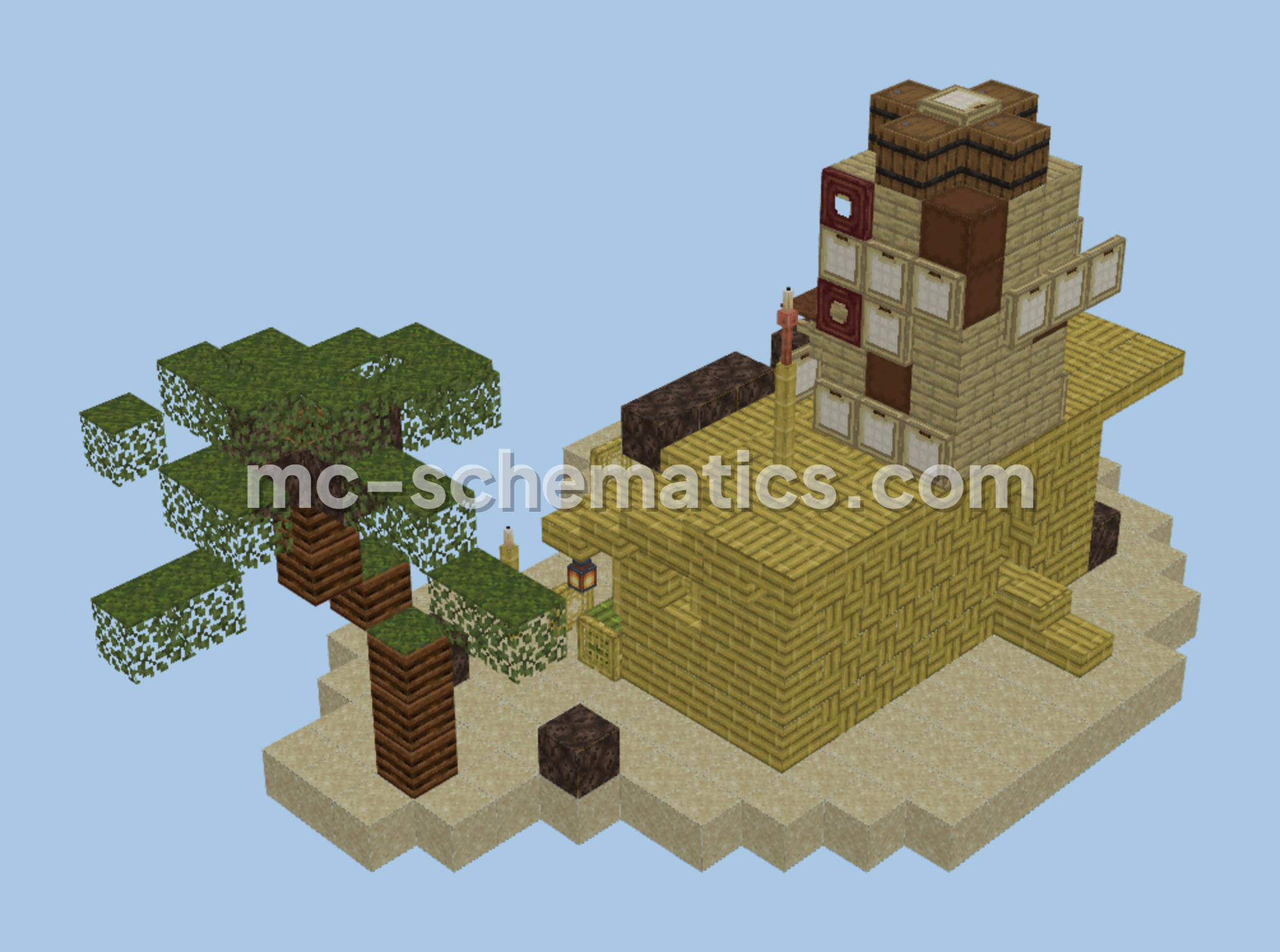 Tropical Island Tiki Bar Build Minecraft schematic