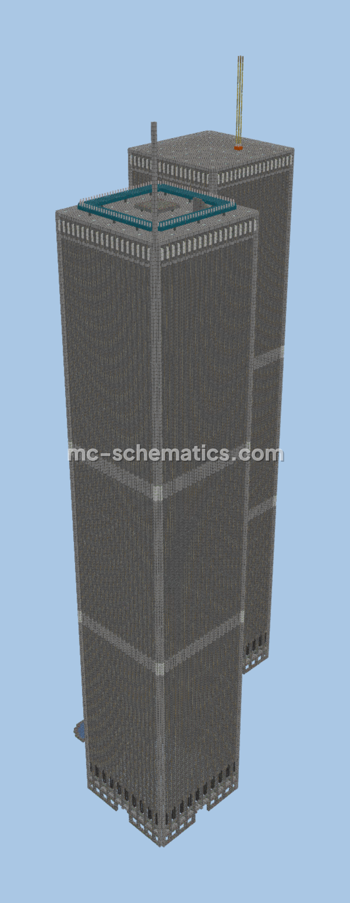 Twin Towers Sugar Cane Farm Structure Minecraft schematic