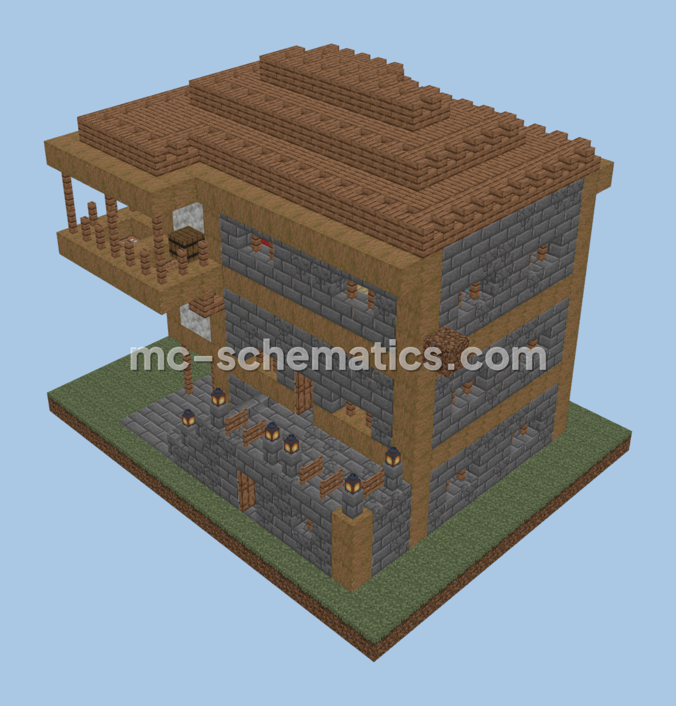 Two Story Bungalow Home Minecraft schematic preview