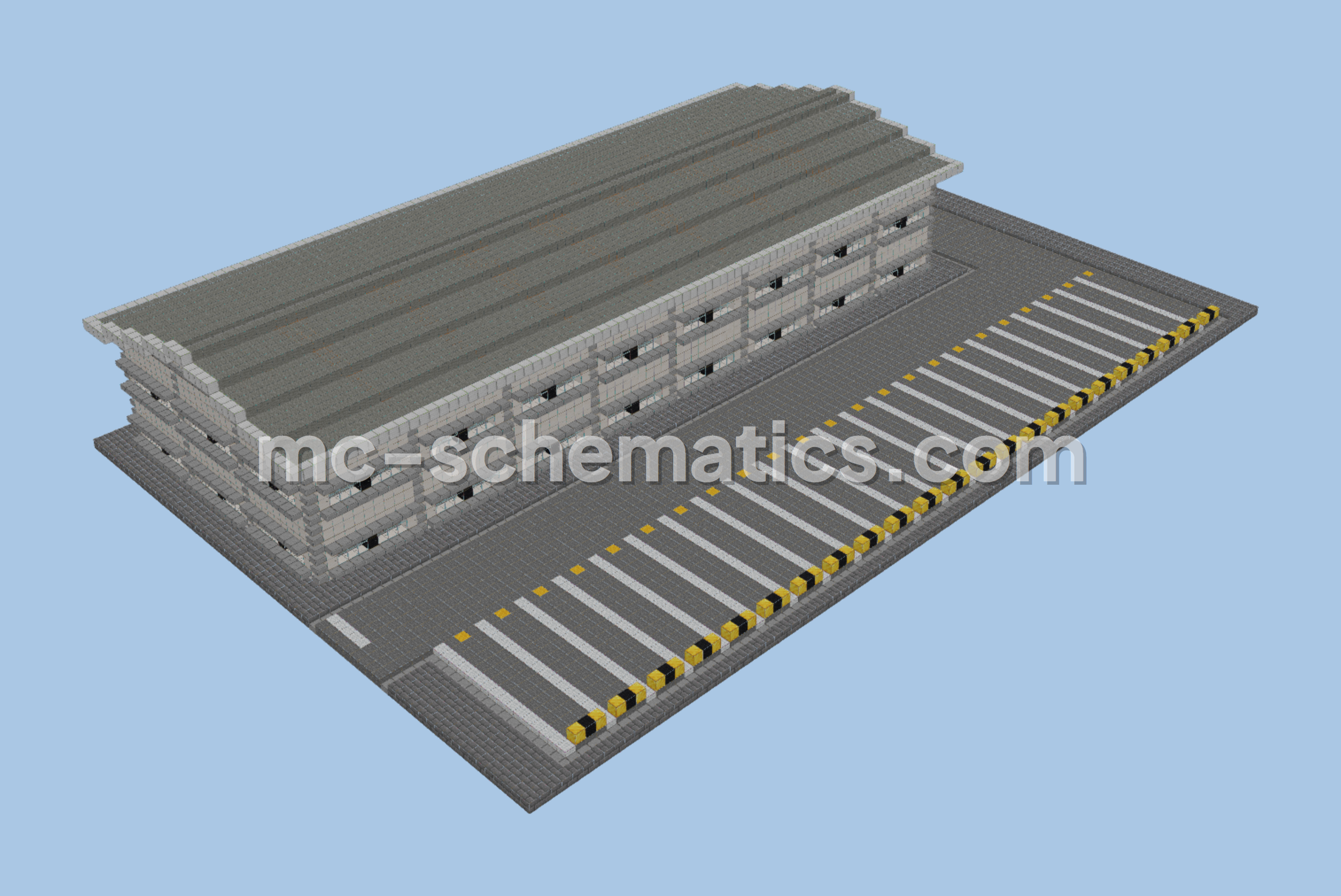 Two Story Warehouse With Parking Minecraft schematic preview