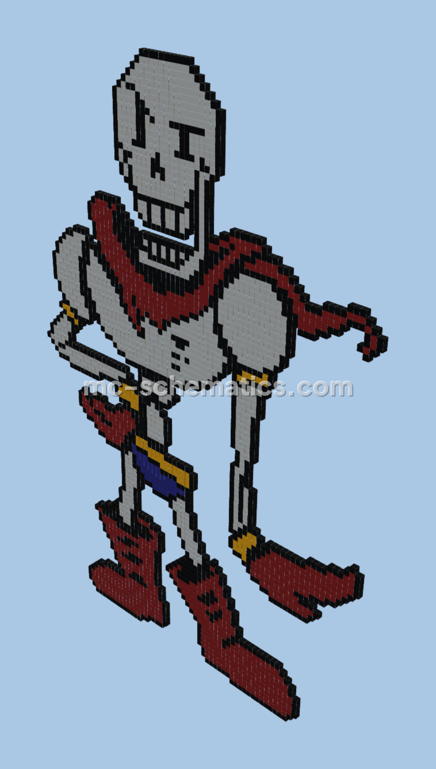 Undertale Papyrus Combat Sprite Pixel Art Minecraft schematic