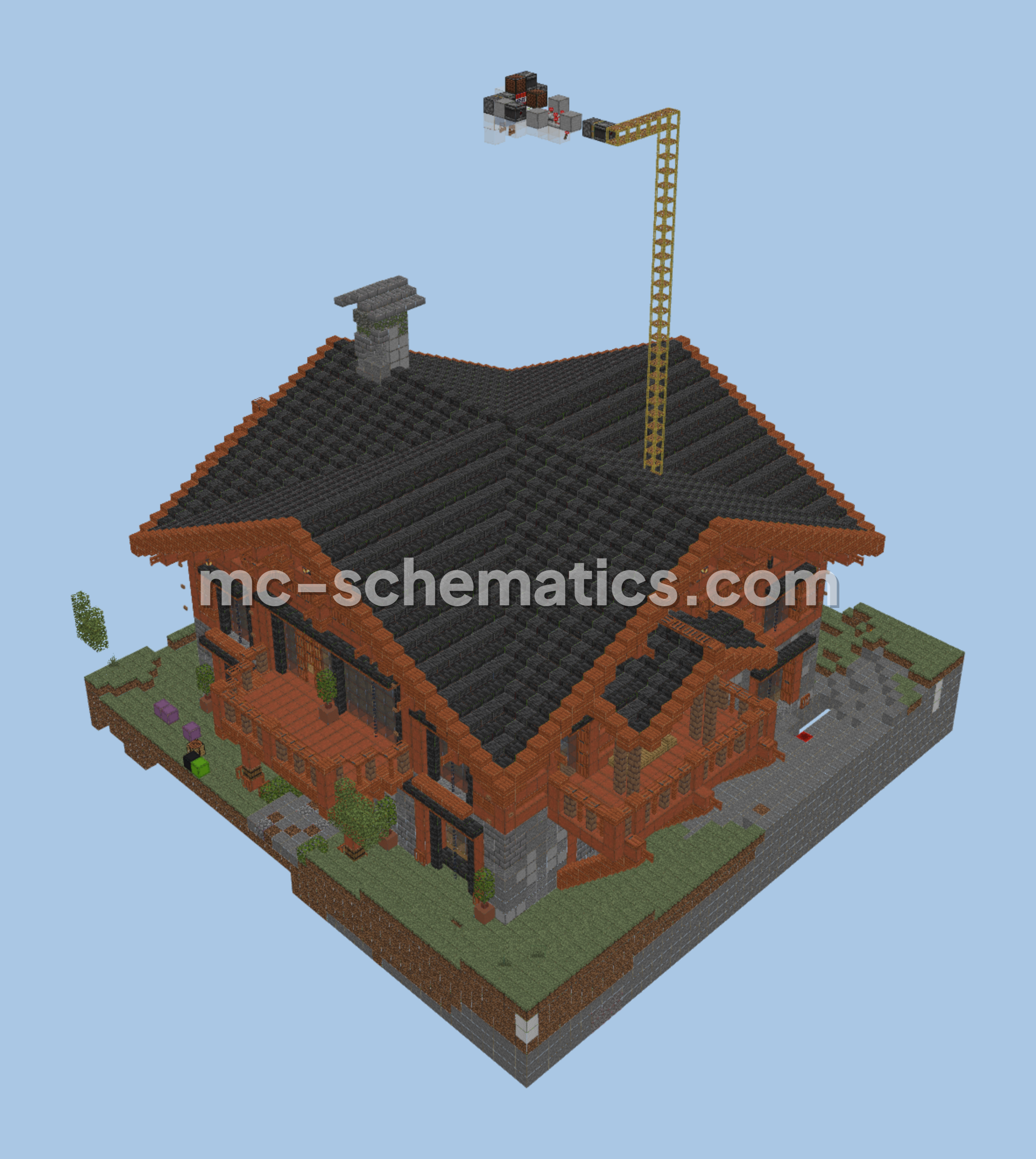 Universal Wood Farm with Decorative House Design Minecraft schematic
