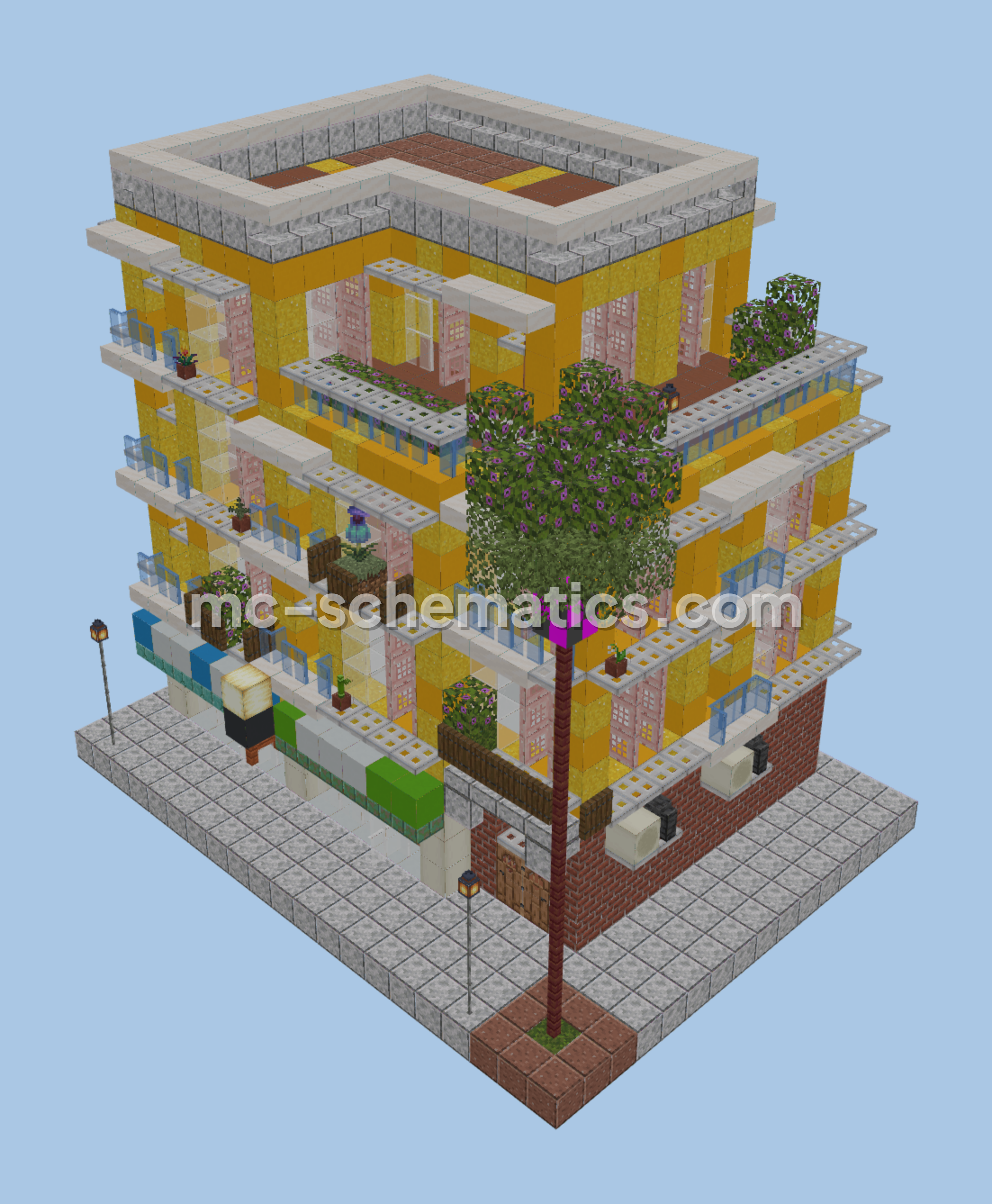 Vibrant Yellow Modern Apartment Building Minecraft schematic