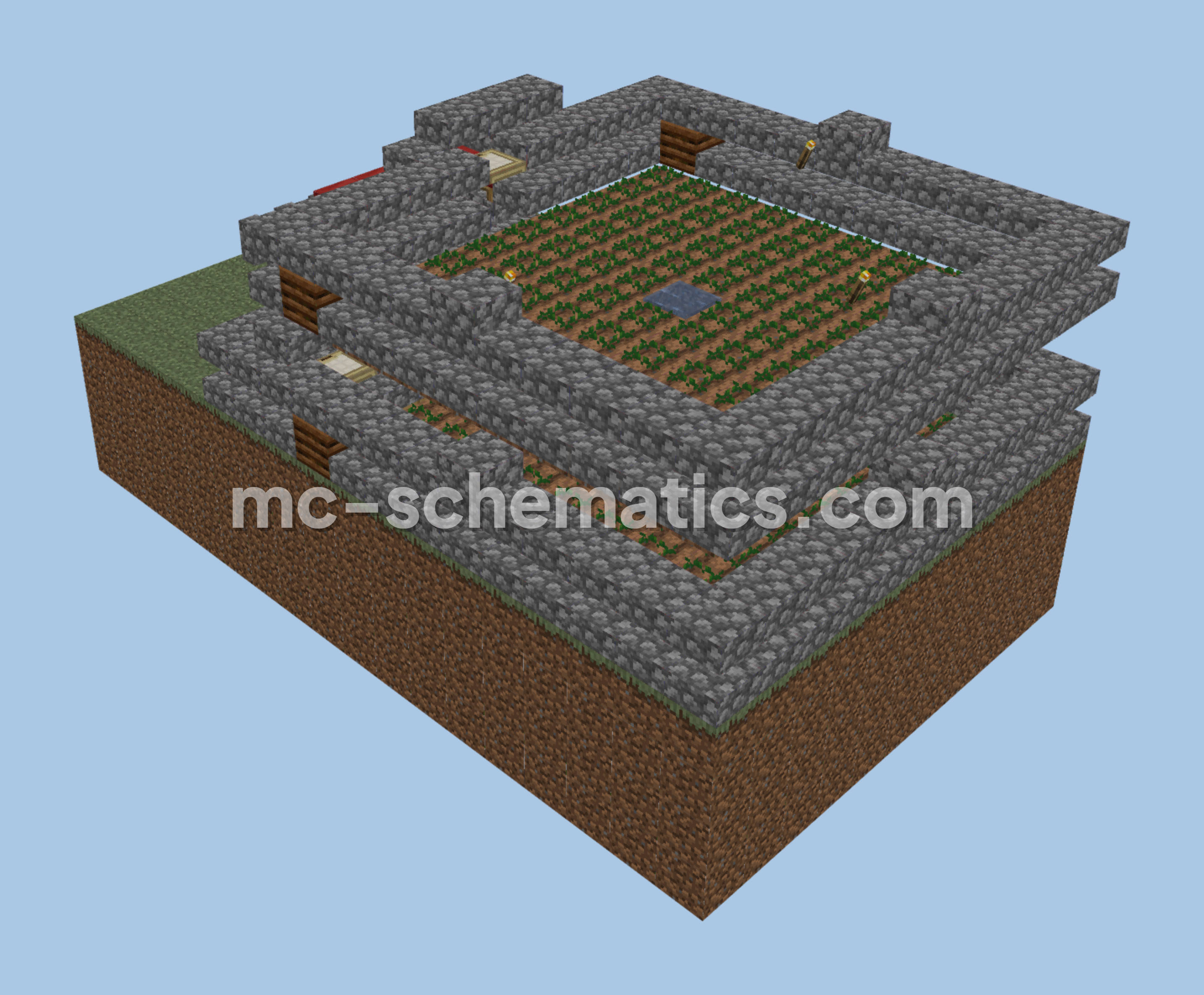 Villager Powered Carrot Potato Farm Minecraft schematic preview