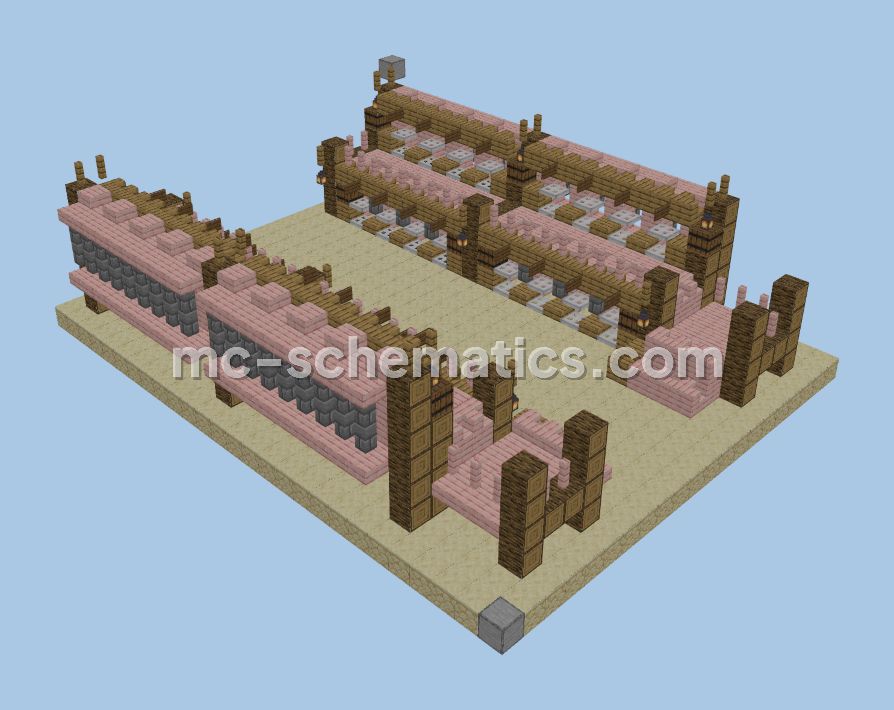 Mirrored Villager Trading Hall Minecraft schematic preview
