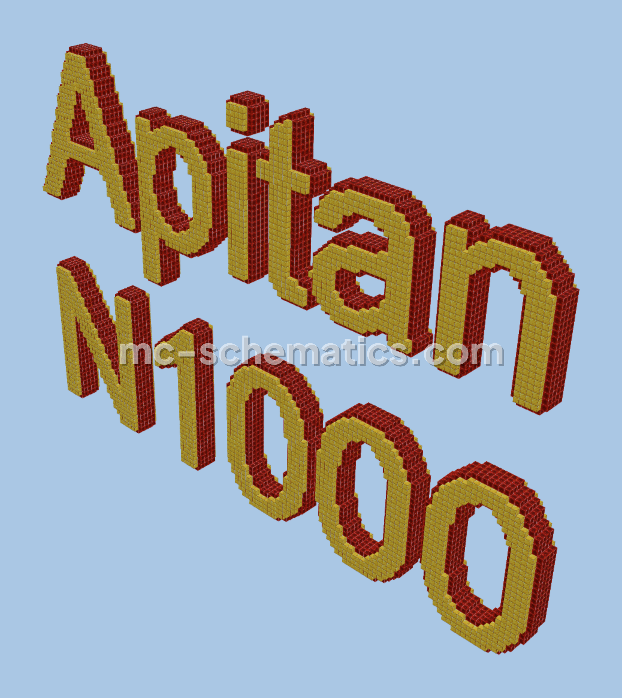 Apitan 3D Block Letter Nameplate Minecraft schematic preview