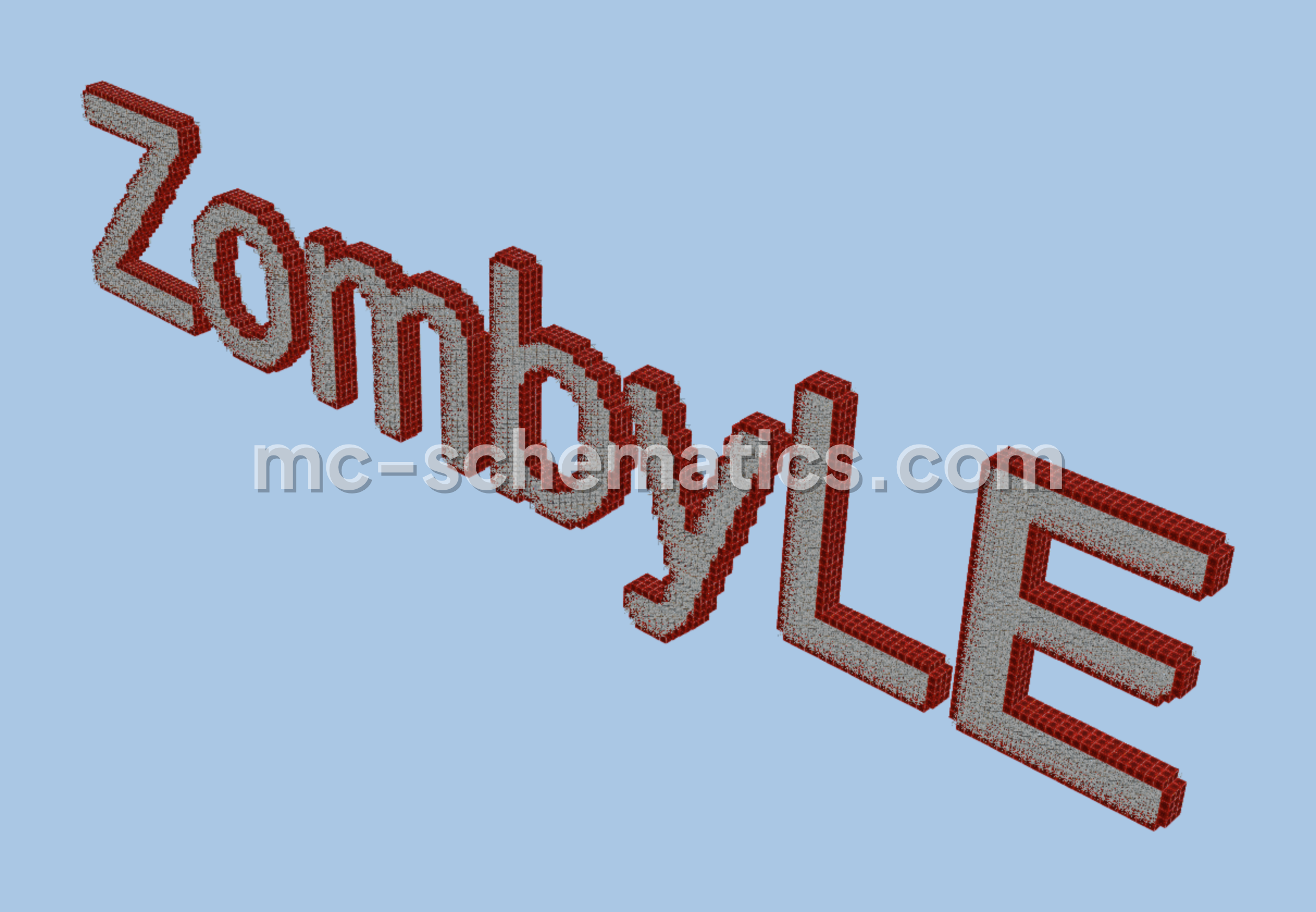 ZombyLE Nameplate in 3D Block Letters Minecraft schematic preview