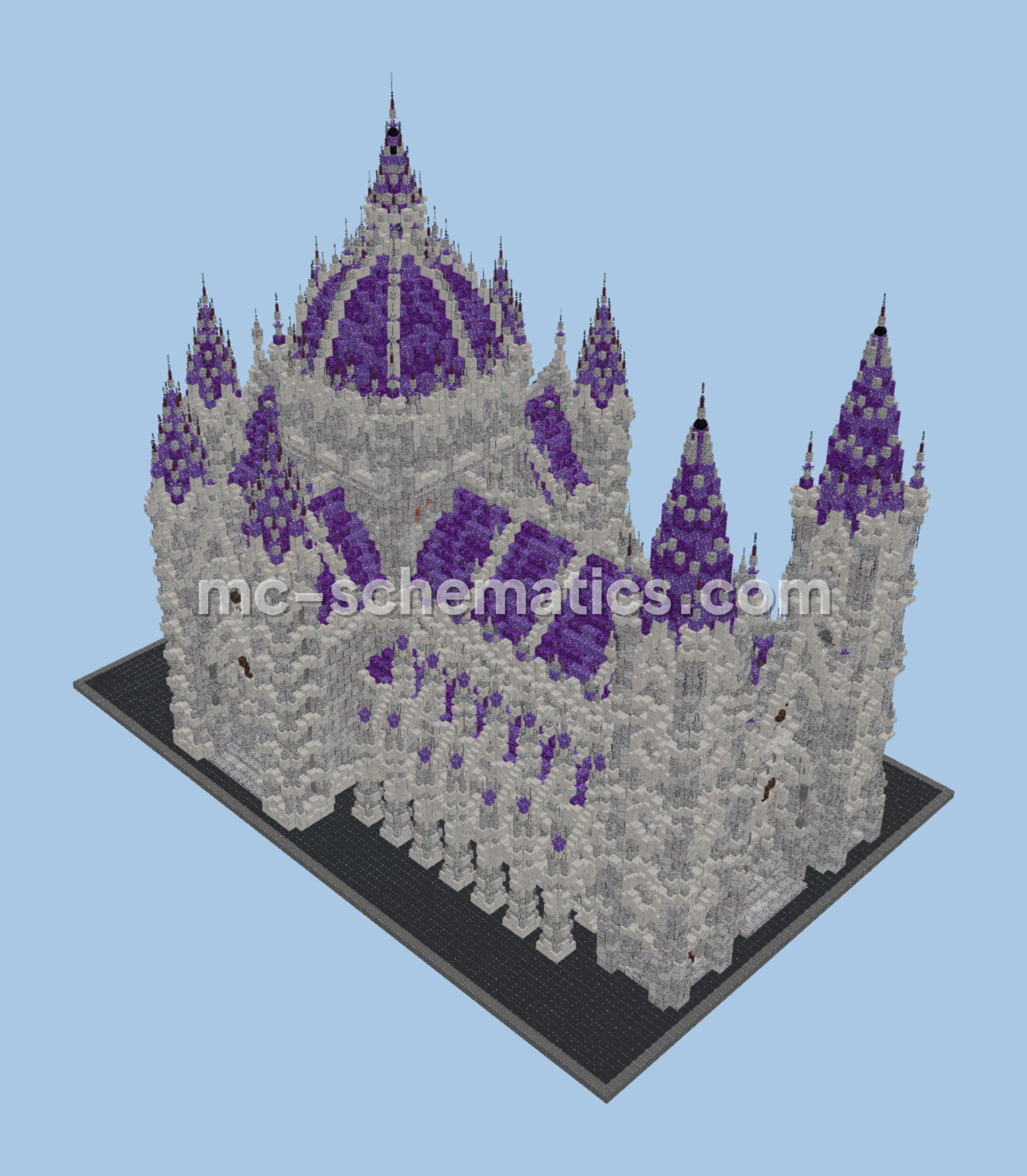 White Amethyst Gothic Cathedral Structure Minecraft schematic preview