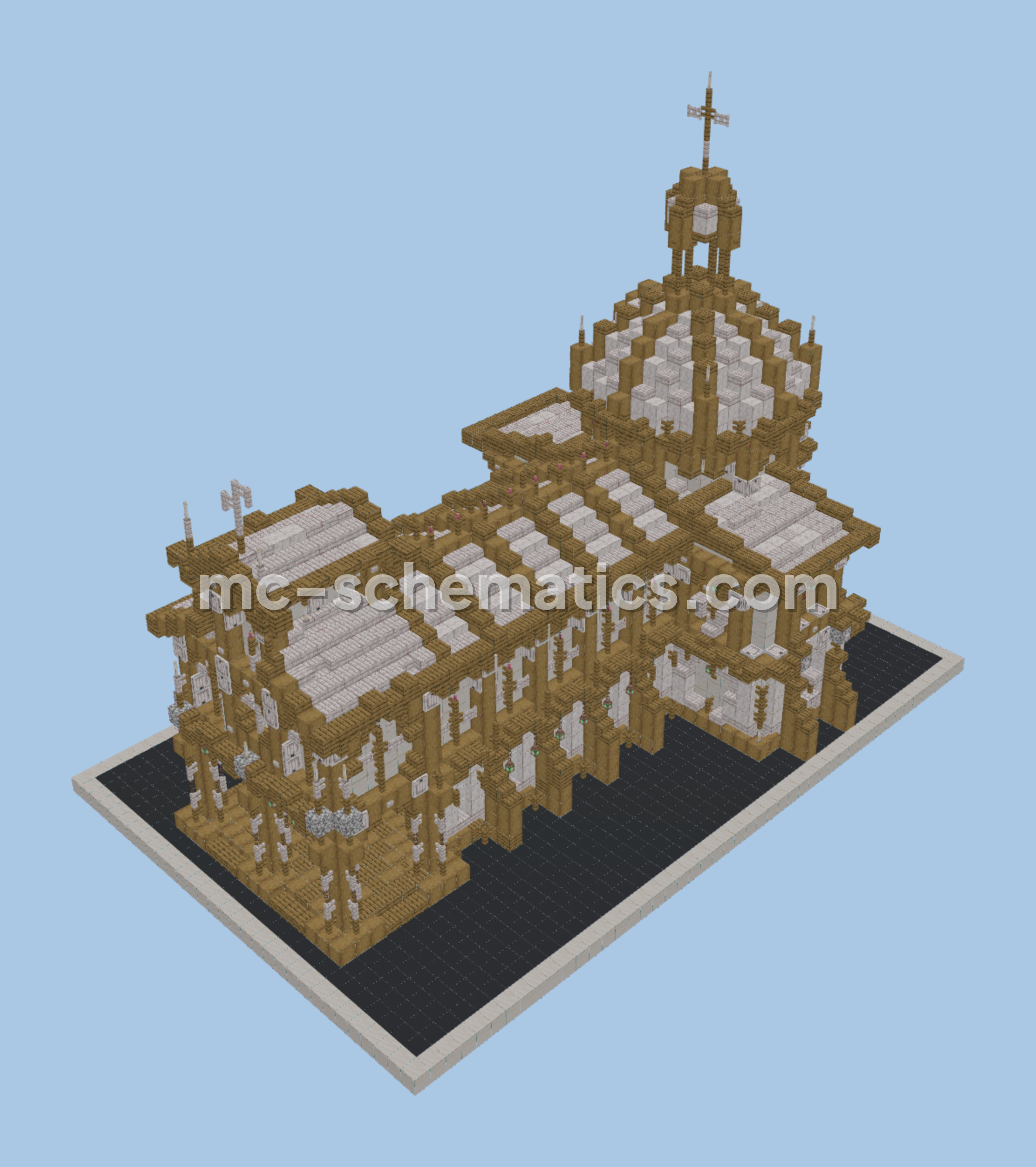 White and Cherry Medieval Church Structure Minecraft schematic