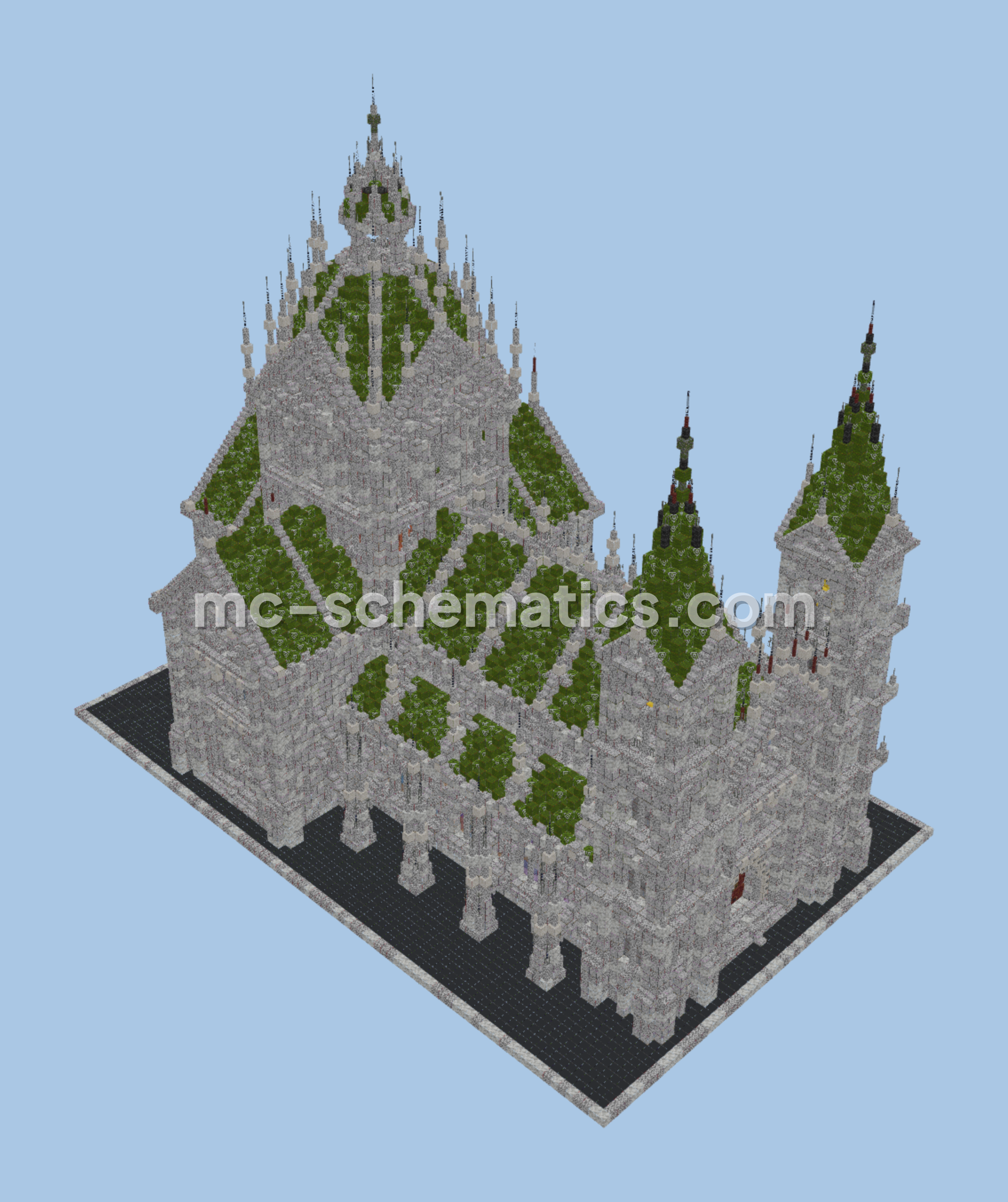 White and Green Gothic Cathedral Minecraft schematic preview