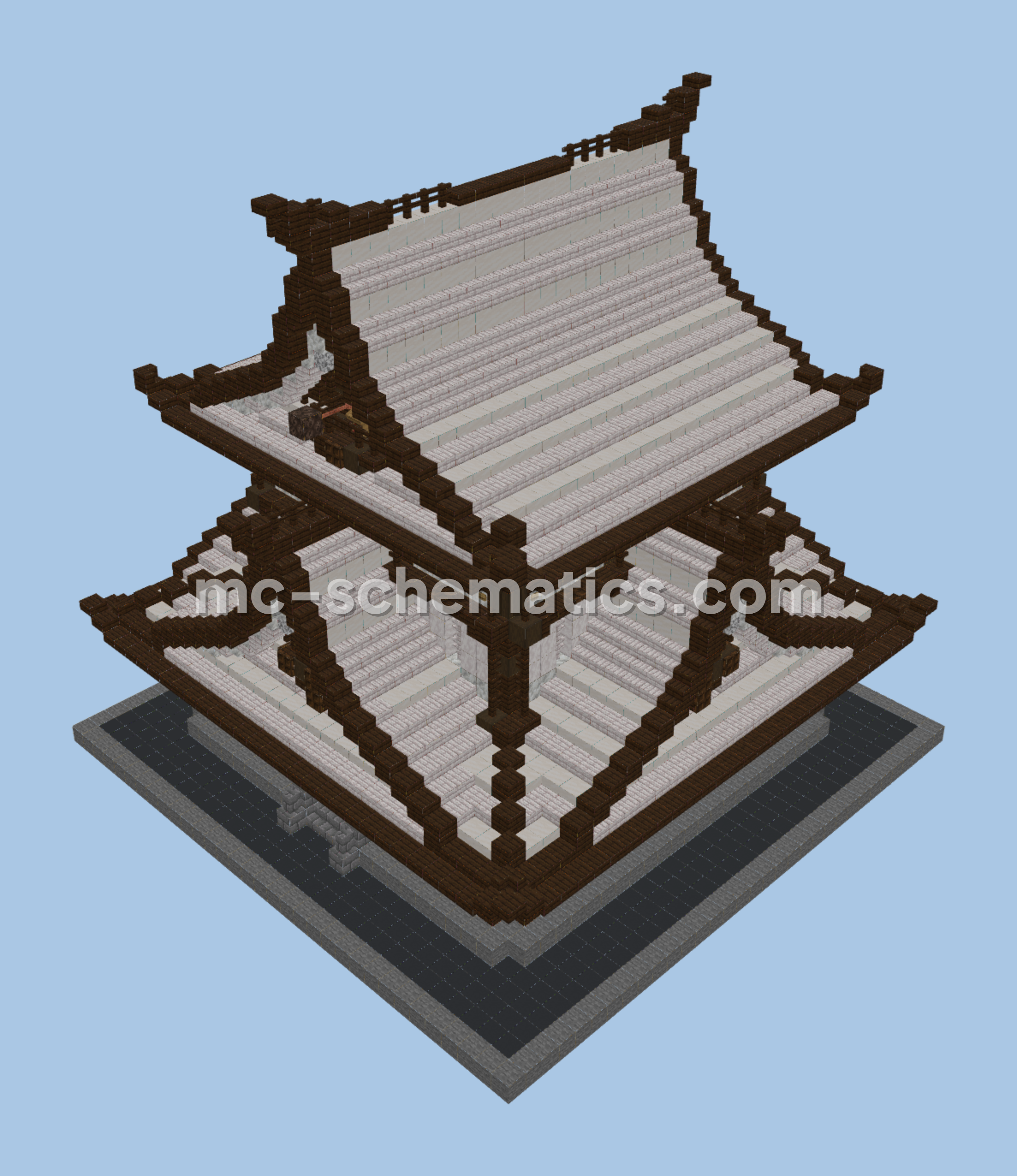 White Cherry Japanese Temple Build Minecraft schematic preview