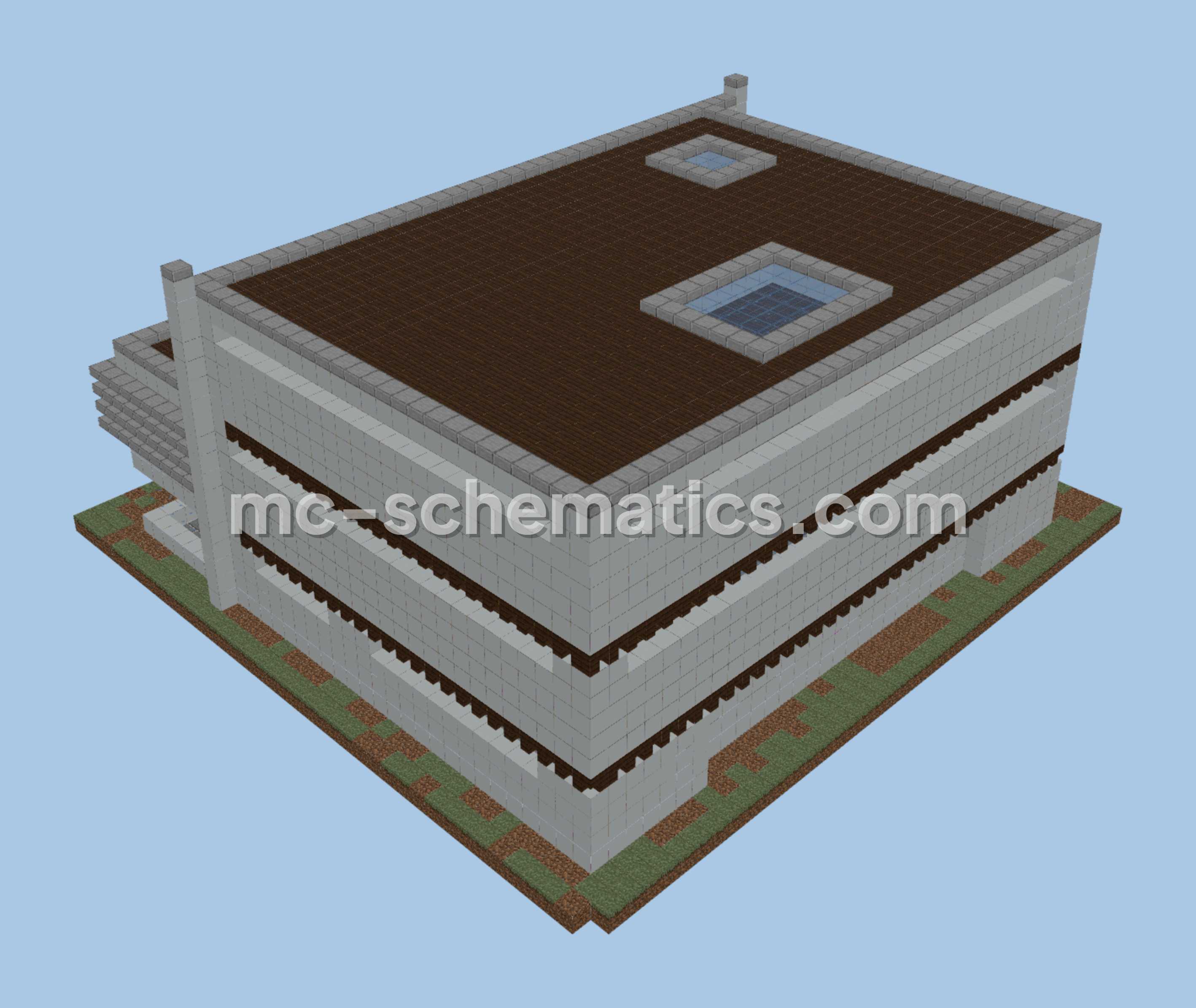 White Concrete Modern Mansion Minecraft schematic preview