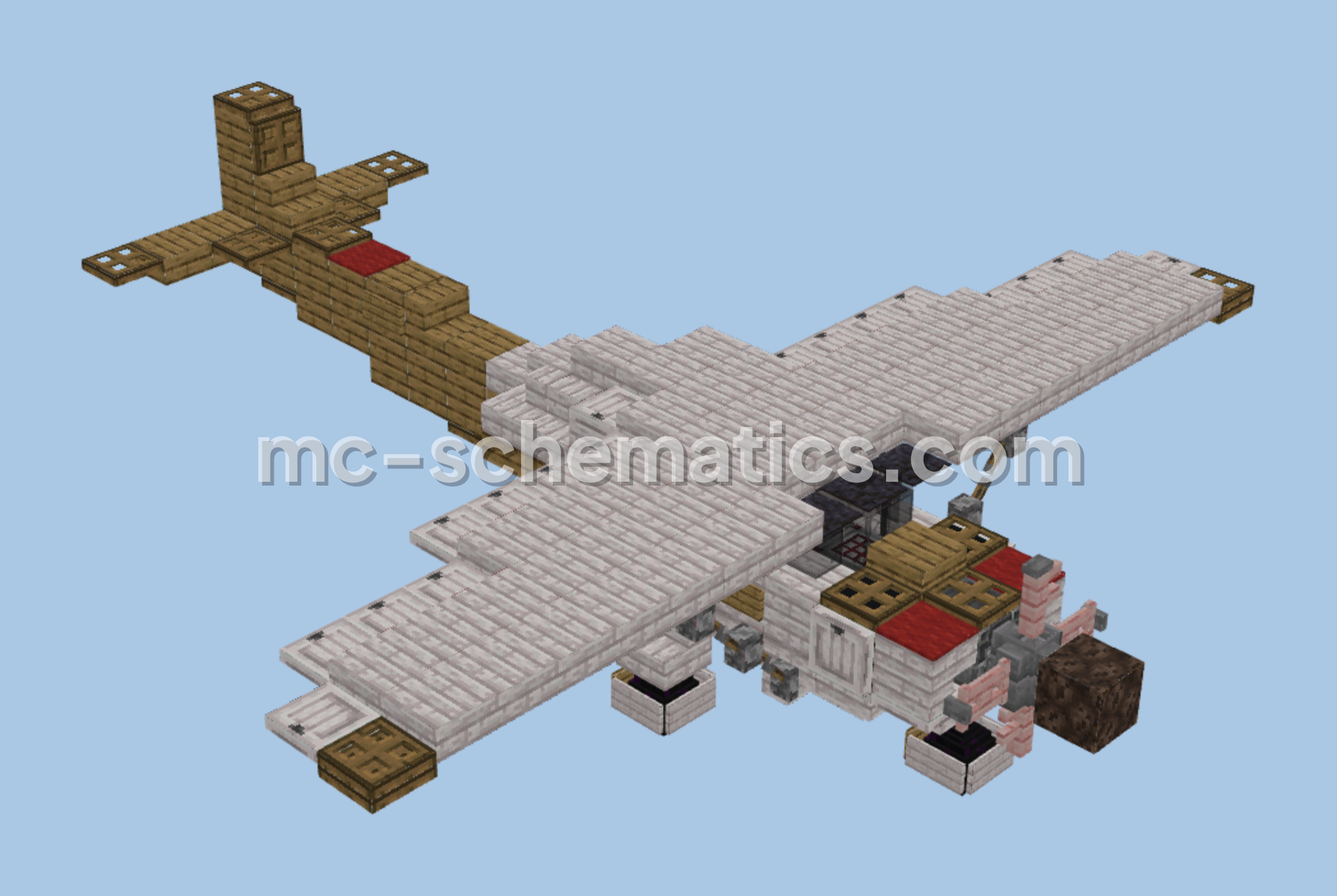 White-Red Plane Vehicle Schematic Minecraft schematic preview