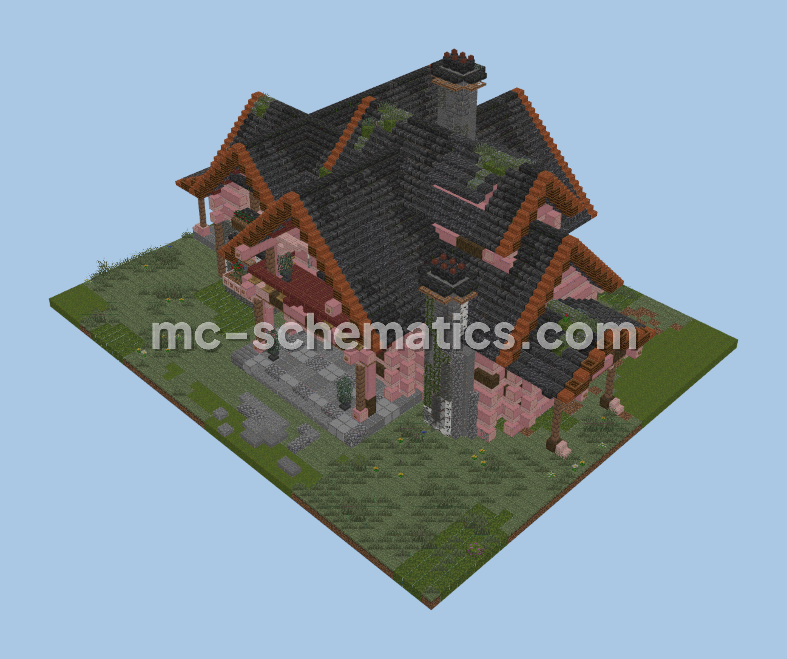Wildpine Lodge Rustic House Minecraft schematic