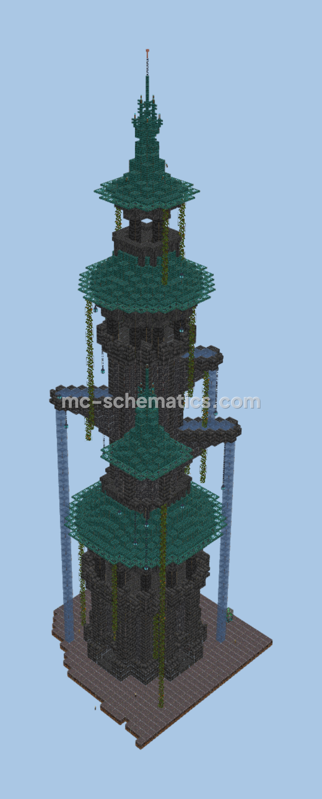 Wizard Tower Survival Base Build Minecraft schematic
