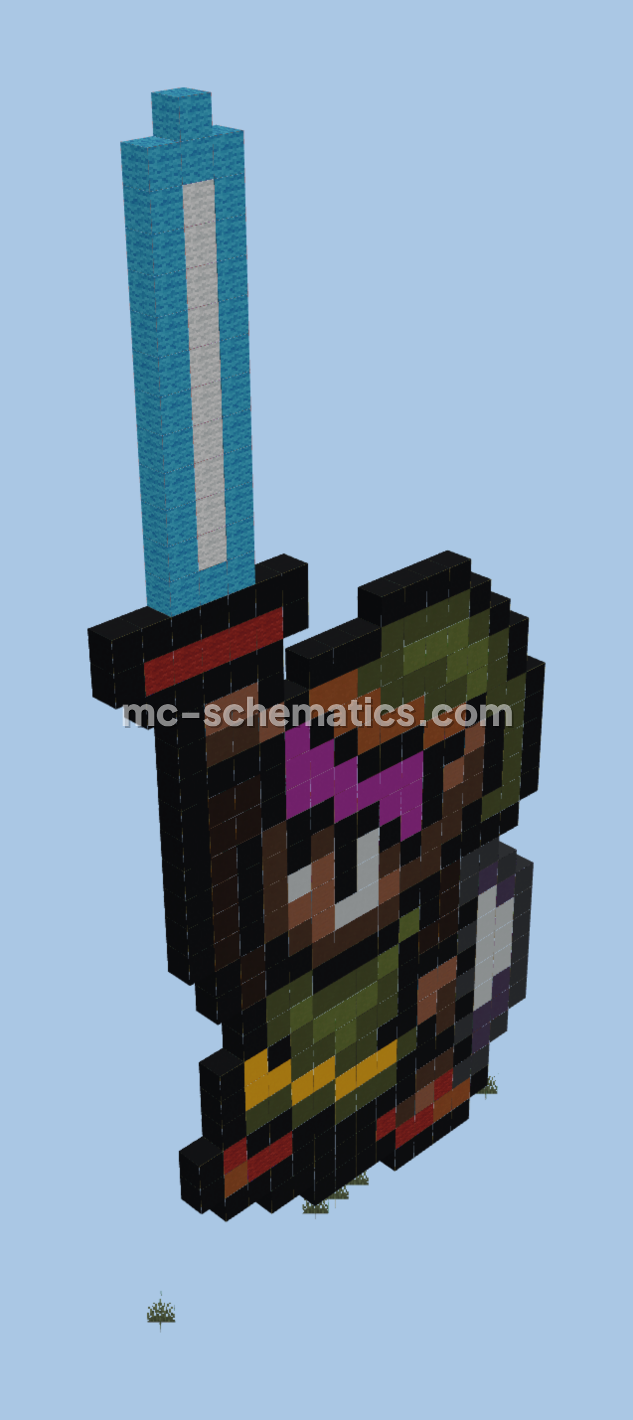 Zelda Link Master Sword Pixel Art Minecraft schematic