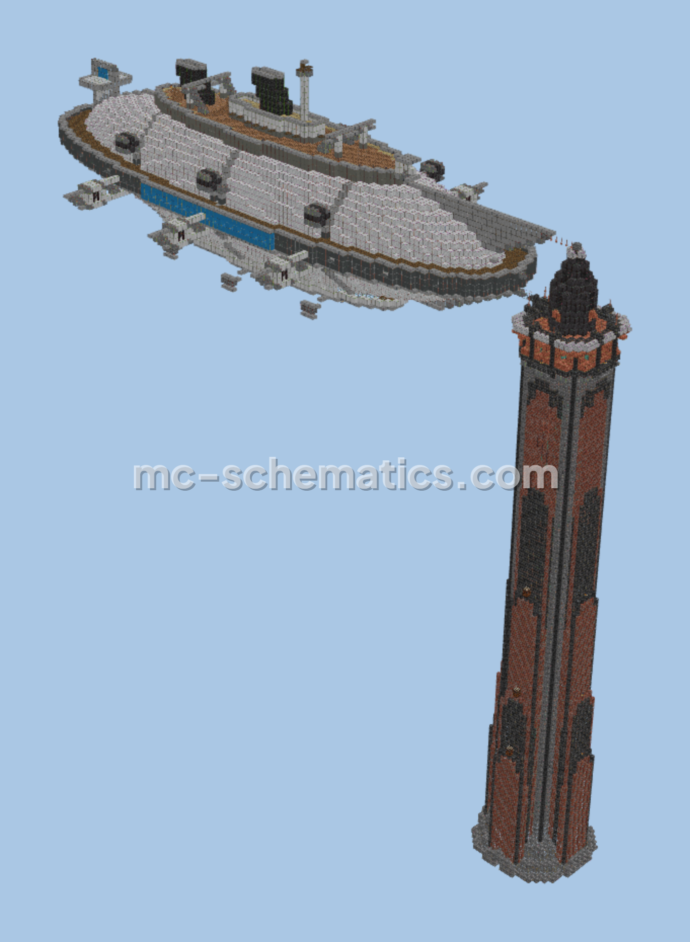 Vintage Zeppelin Tower and Control Structure Minecraft schematic preview