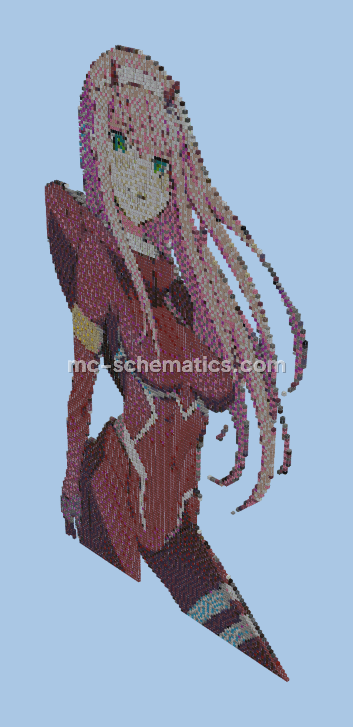Zero Two Pixel Art Build Minecraft schematic preview