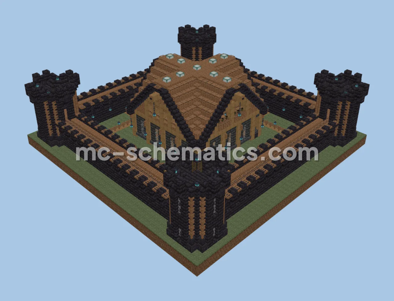 Dark Medieval Castle with Central House
