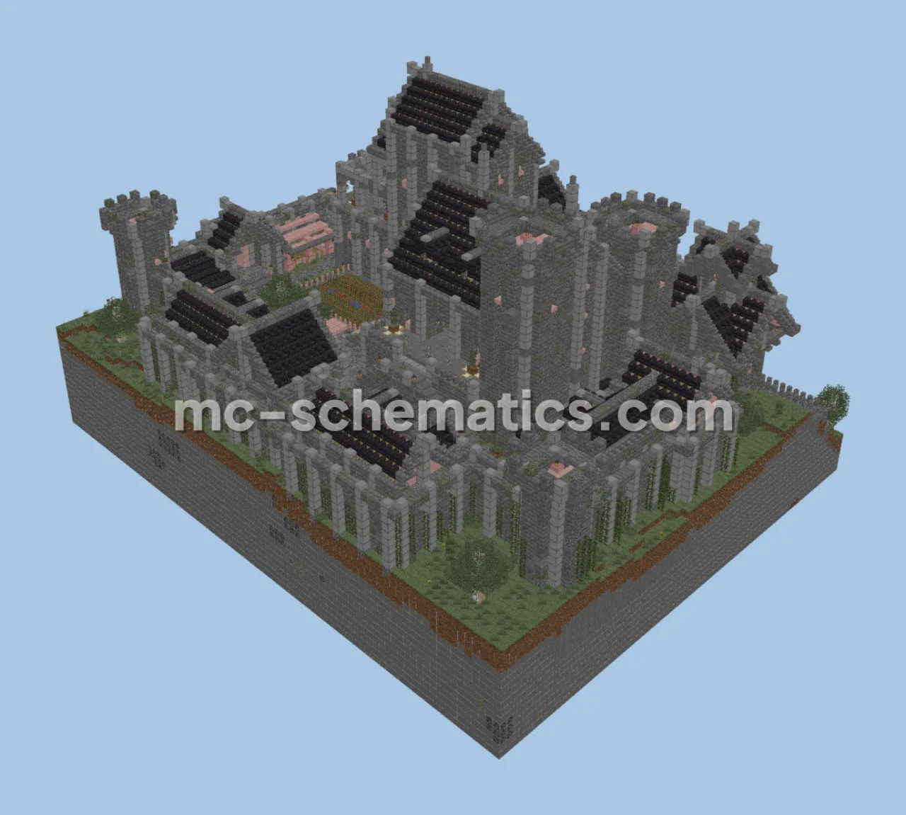 Walled Medieval Castle With Interior