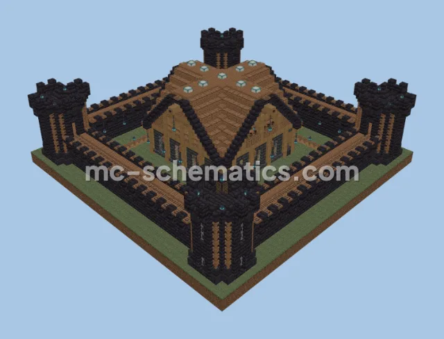 Dark Medieval Castle with Central House