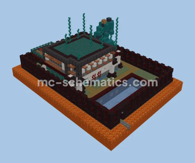 Nether House With Pool And Lava Wall